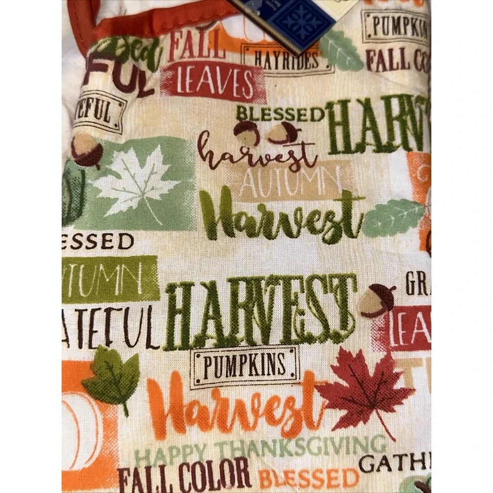Home Collection Harvest Thanksgiving Oven Mitt and Pot Holder Set Orange Autumn